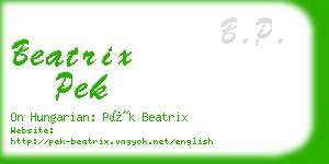 beatrix pek business card